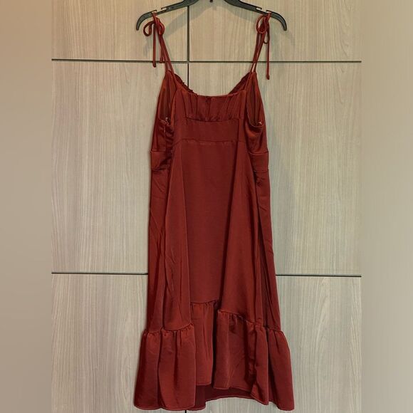 NWT Women's Nine West Strappy Midi Dress XL - Paprika Red - Picture 2 of 12